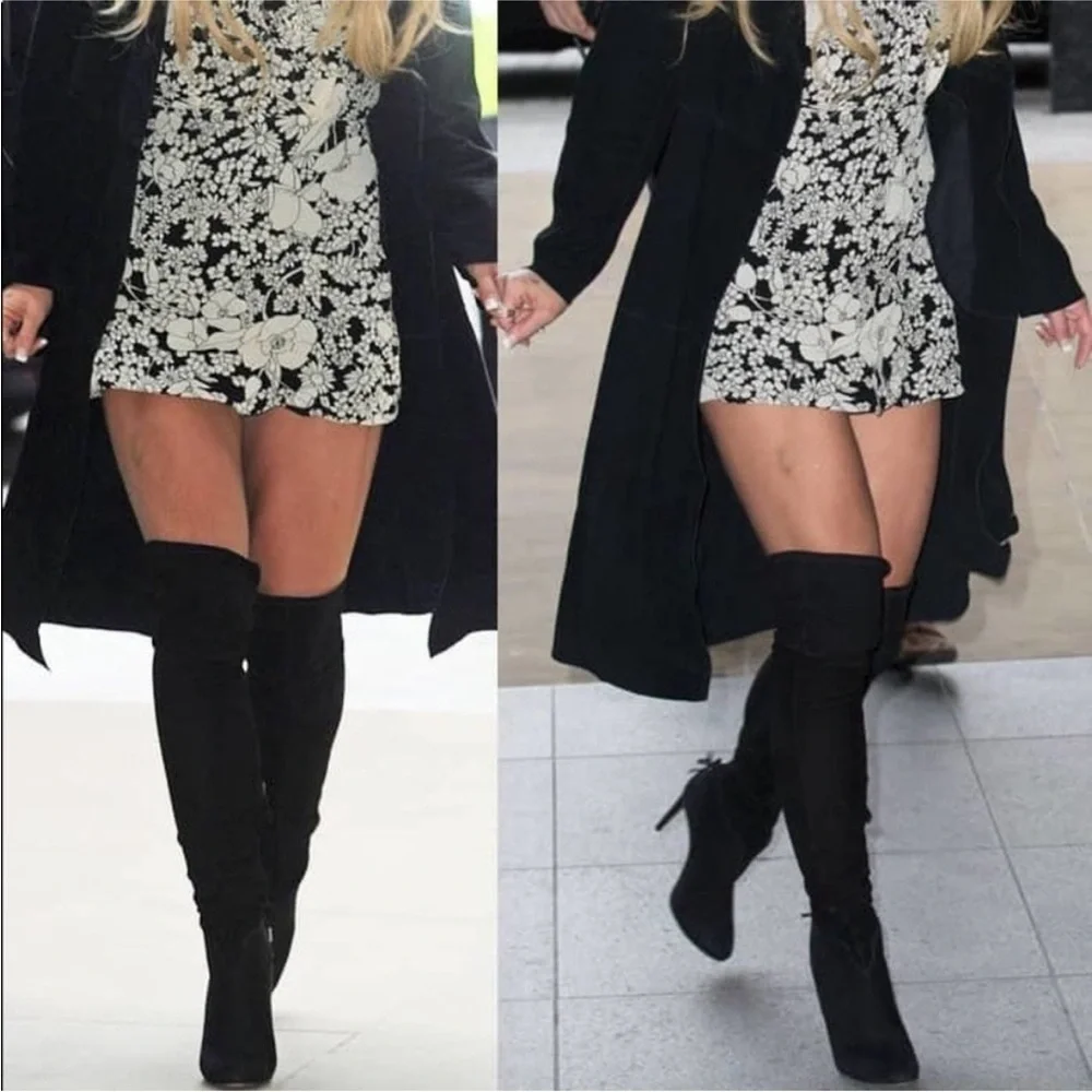 Aquazzura Giselle Over-The-Knee Boots in Black Suede